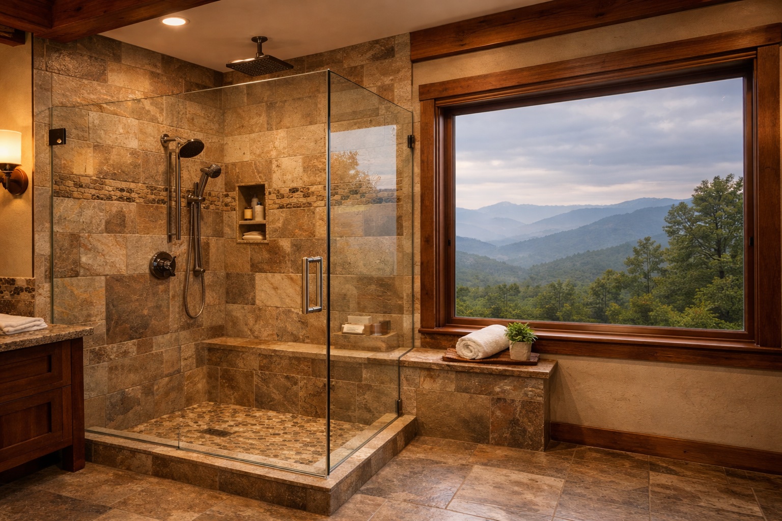 Frameless shower enclosure